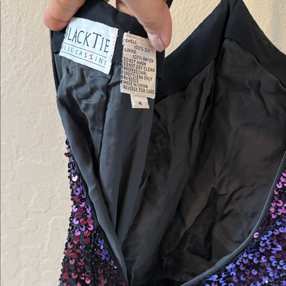 Vintage Black Tie Oleg Cassini Shades of Purple & Black Sequin Mini Dress 4 - Picture 9 of 17